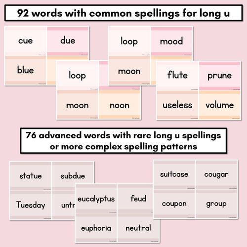 Resource preview 2 for Neutral Long Vowel U Decodable Words and Sentence Cards