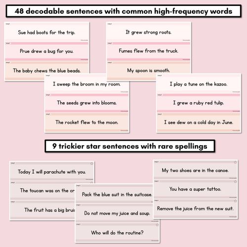 Resource preview 3 for Neutral Long Vowel U Decodable Words and Sentence Cards