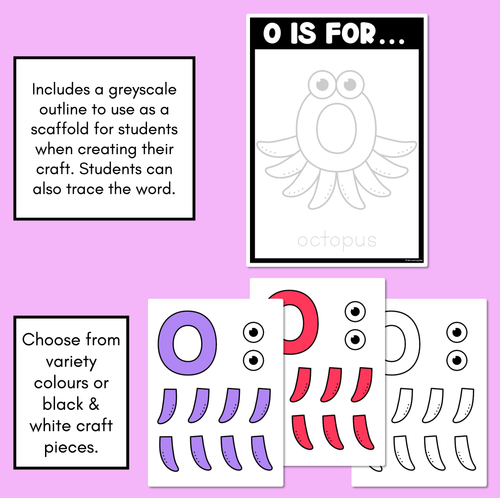 Resource preview 2 for Beginning Sound Crafts - UPPERCASE Letter O - O is for Octopus