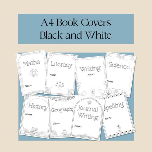 Resource preview 1 for A4 Book Covers- Black and White