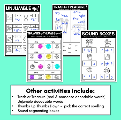 Resource preview 4 for Long Vowel I Worksheets - PHONICS REVIEW for Long Vowel Sounds