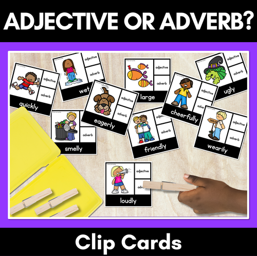 Resource preview 1 for Adjective or Adverb Clip Cards - LOW PREP GRAMMAR ACTIVITY