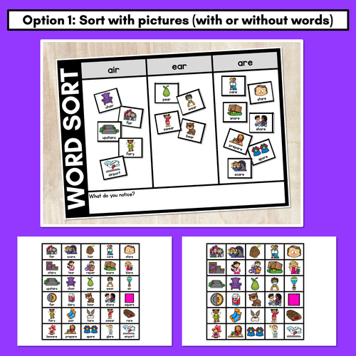 Resource preview 2 for R-CONTROLLED VOWEL AIR WORD SORT