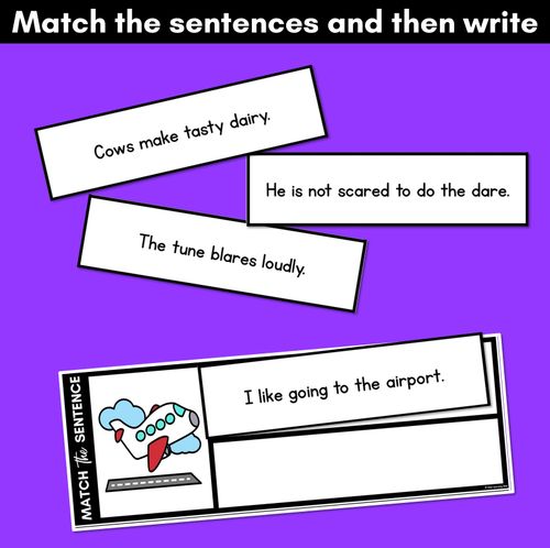 Resource preview 3 for R-Controlled Vowels AIR Phoneme Decodable Sentences - Read, Match & Write
