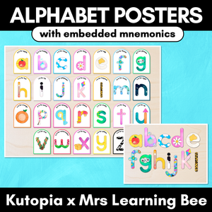 Alphabet Posters with Embedded Mnemonics - Uppercase & Lowercase Letters - The Kutopia Collection