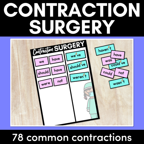 Resource preview 1 for CONTRACTIONS SURGERY - bandaid apostrophes for contractions & common possessives