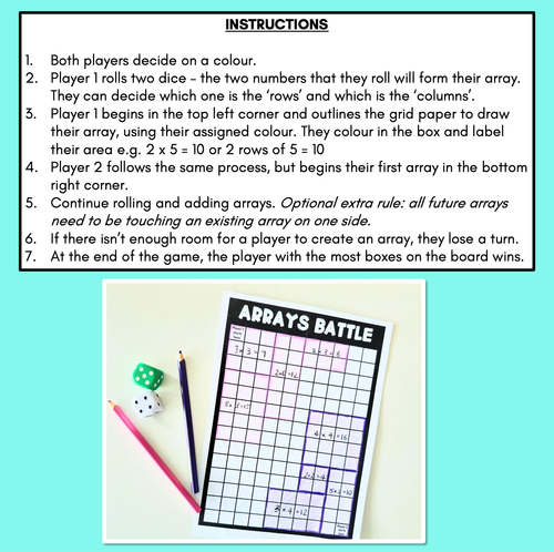 Resource preview 2 for Arrays Battle - Multiplication Activity