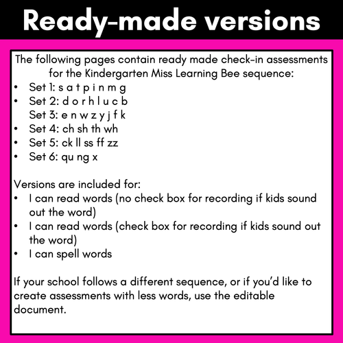 Resource preview 2 for Phonics Check In Assessment Templates