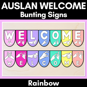 AUSLAN Welcome Bunting Display- Australian Finger Spelling - Rainbow Classroom Decor