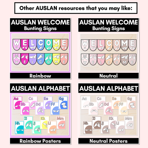 Resource preview 2 for AUSLAN Welcome Bunting Display- Australian Finger Spelling - Neutral Classroom Decor