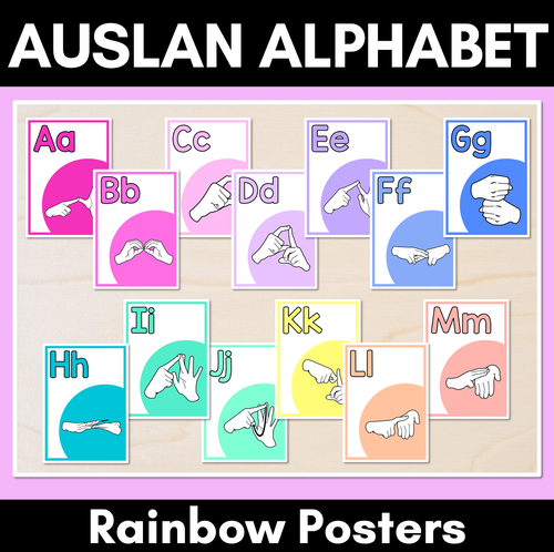 Resource preview 1 for AUSLAN Alphabet Posters - Australian Finger Spelling - Rainbow Classroom Decor