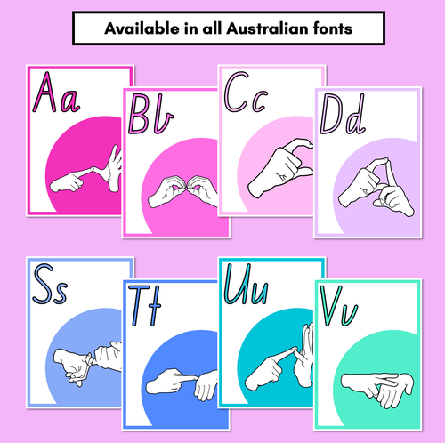 Resource preview 2 for AUSLAN Alphabet Posters - Australian Finger Spelling - Rainbow Classroom Decor