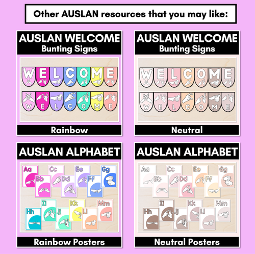 Resource preview 2 for AUSLAN Welcome Bunting Display- Australian Finger Spelling - Rainbow Classroom Decor