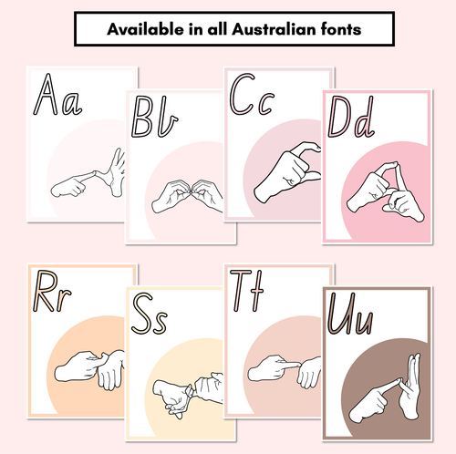 Resource preview 2 for AUSLAN Alphabet Posters - Australian Finger Spelling - Neutral Classroom Decor