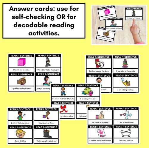 Resource preview 4 for B Phoneme Decodable Sentences - Read, Match & Write