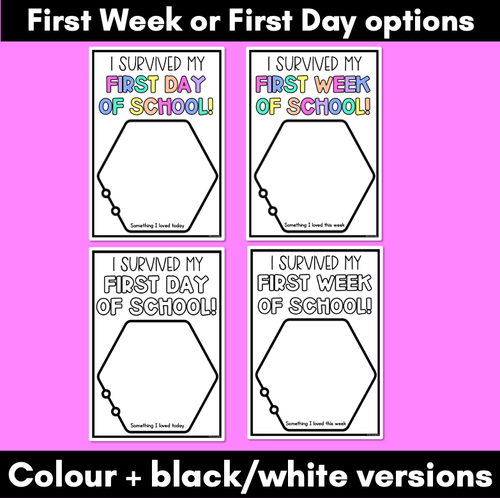 Resource preview 2 for I SURVIVED MY FIRST DAY or WEEK - Back to School Templates