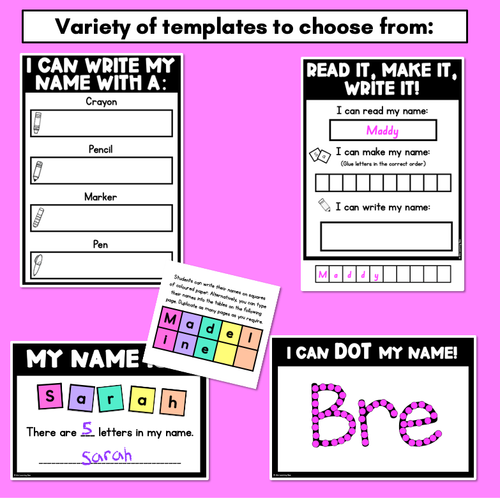 Resource preview 2 for Name Writing Practice Pages - EDITABLE Name Practice Templates