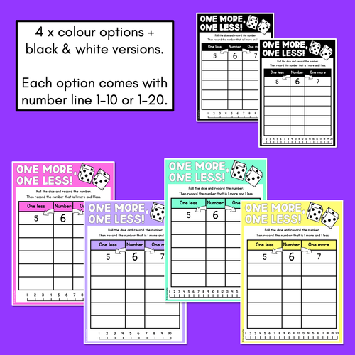 Resource preview 3 for One More One Less Game & Worksheets - Numbers Before & After 1-10 and 1-20