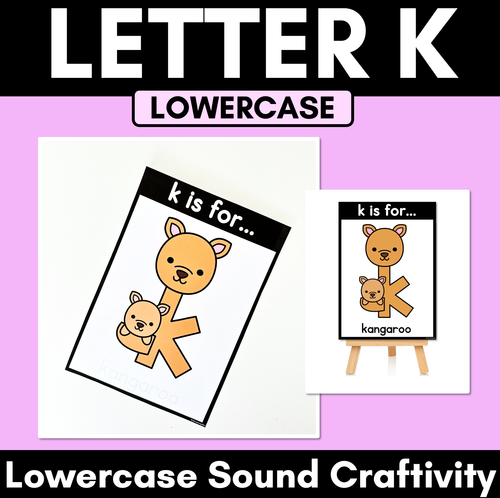 Resource preview 1 for Beginning Sound Crafts - LOWERCASE Letter K - K is for Kangaroo