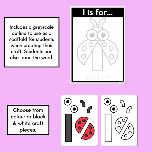 Resource preview 2 for Beginning Sound Crafts - LOWERCASE Letter L - L is for Ladybird