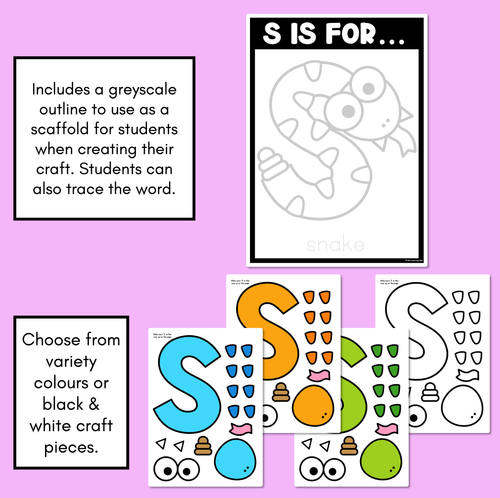 Resource preview 2 for Beginning Sound Crafts - UPPERCASE Letter S- S is for Snake