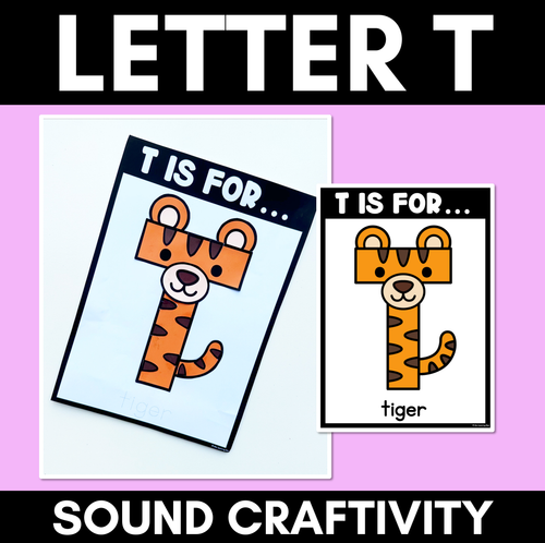 Resource preview 1 for Beginning Sound Crafts - UPPERCASE Letter T - T is for Tiger