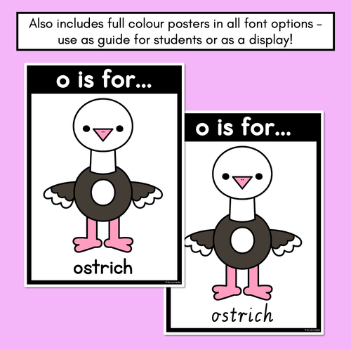 Resource preview 4 for Beginning Sound Crafts - LOWERCASE Letter O - O is for Ostrich