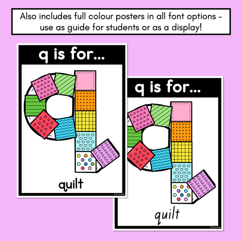 Resource preview 4 for Beginning Sound Crafts - LOWERCASE Letter Q - Q is for Quilt