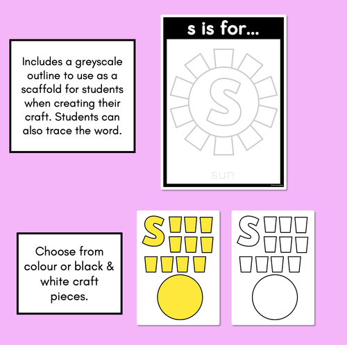 Resource preview 2 for Beginning Sound Crafts - LOWERCASE Letter S - S is for Sun