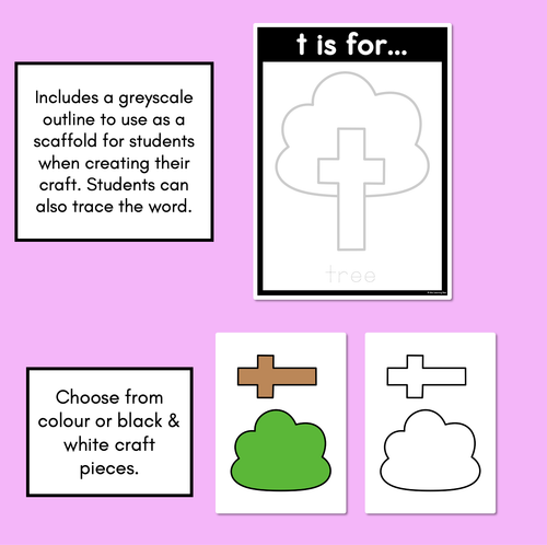 Resource preview 2 for Beginning Sound Crafts - LOWERCASE Letter T - T is for Tree