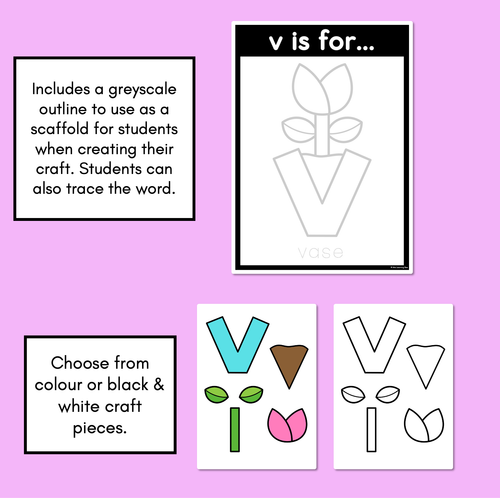 Resource preview 2 for Beginning Sound Crafts - LOWERCASE Letter V - V is for Vase