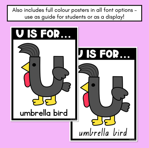 Resource preview 4 for Beginning Sound Crafts - UPPERCASE Letter U - U is for Umbrella Bird