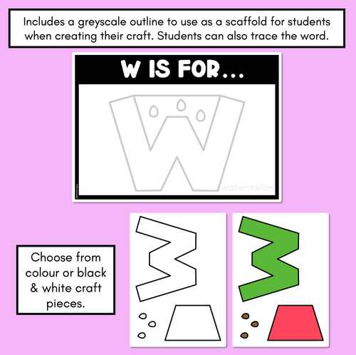 Resource preview 2 for Beginning Sound Crafts - UPPERCASE Letter W - W is for Watermelon