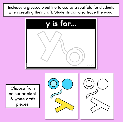 Resource preview 2 for Beginning Sound Crafts - LOWERCASE Letter Y - Y is for Yoyo