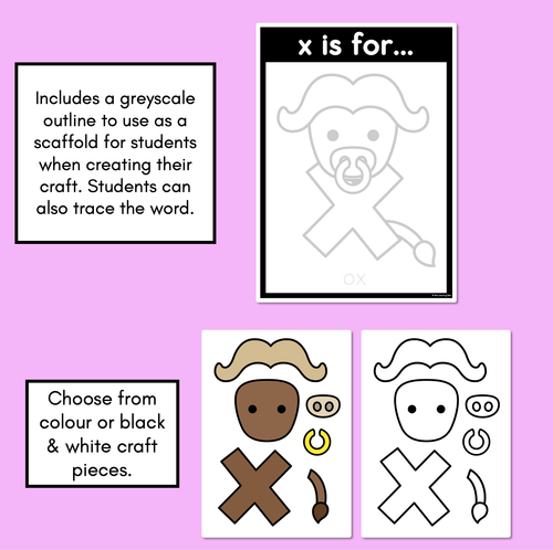 Resource preview 2 for Sound Crafts - LOWERCASE Letter X - X is for Ox