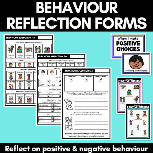 Resource preview 1 for Behaviour Consequence Reflection Forms - Positive & Negative Behaviour Choices