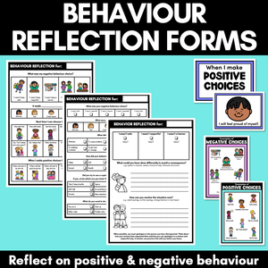 Behaviour Consequence Reflection Forms - Positive & Negative Behaviour Choices