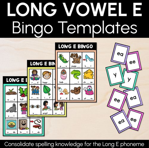 Resource preview 1 for Long Vowel E Bingo Game - Phonics Activity