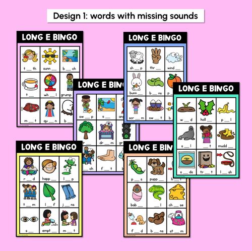 Resource preview 2 for Long Vowel E Bingo Game - Phonics Activity