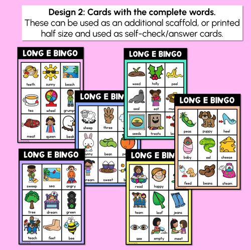 Resource preview 3 for Long Vowel E Bingo Game - Phonics Activity