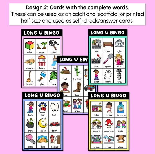 Resource preview 3 for Long Vowel U Bingo Game - Phonics Activity