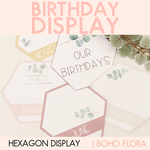 Resource preview 1 for Classroom Birthday Display - Boho Flora