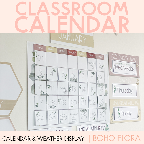 Resource preview 1 for Classroom Calendar - Boho Flora