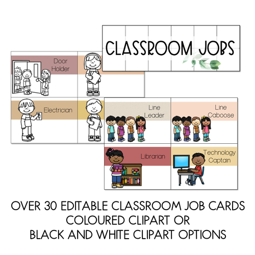 Resource preview 2 for Editable Classroom Jobs Display - Boho Flora