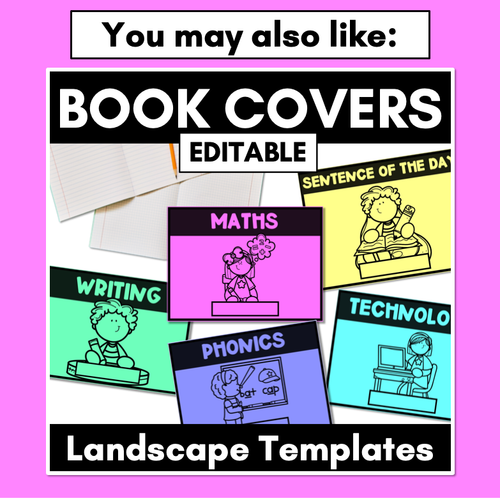 Resource preview 4 for Editable Book Covers - PORTRAIT - Back to School Classroom Organisation