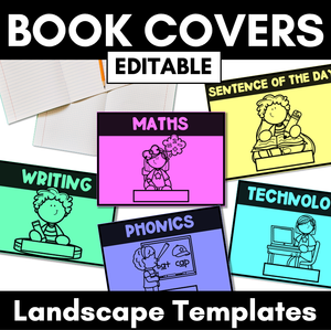 Editable Book Covers - LANDSCAPE - Back to School Classroom Organisation