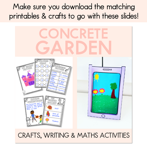 Resource preview 5 for The Concrete Garden - Writing, Maths & Design Prompt EDITABLE SLIDES - Book Week 2024