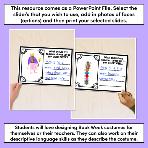 Resource preview 4 for BOOK WEEK ACTIVITY TEMPLATES - What should my teacher dress up as?