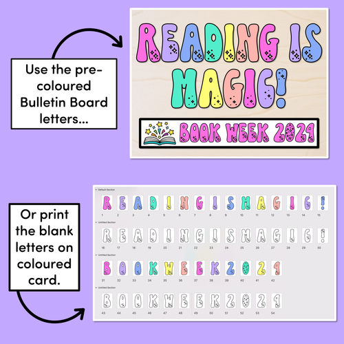 Resource preview 3 for BOOK WEEK 2024 Bulletin Board Headings - Reading is Magic