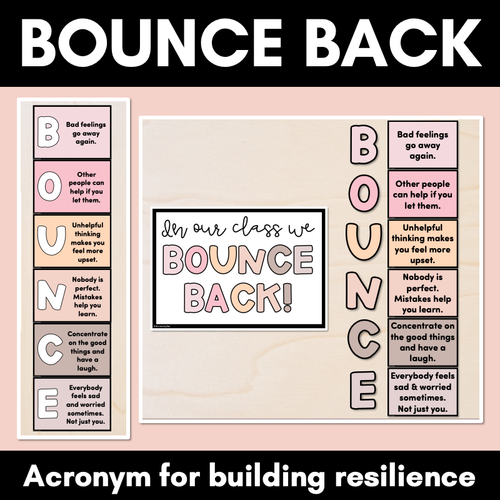 Resource preview 1 for BOUNCE BACK Resilience Acronym Posters - Neutral Classroom Decor